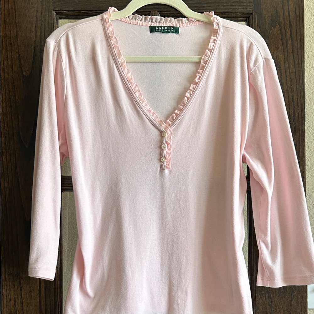 Ralph Lauren Pink Ruffled Top